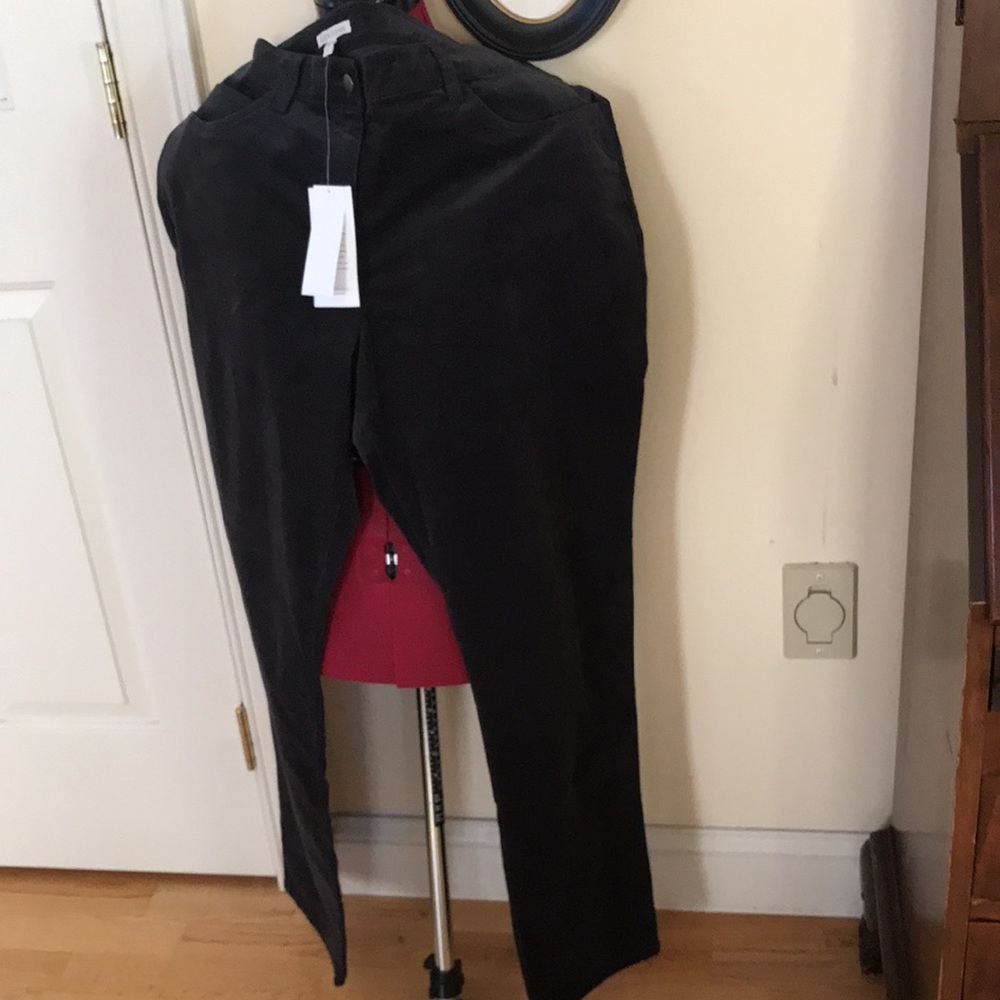 Eileen Fisher NWT charcoal gray pinwale corduroy slacks XL; 5 pocket lean jean